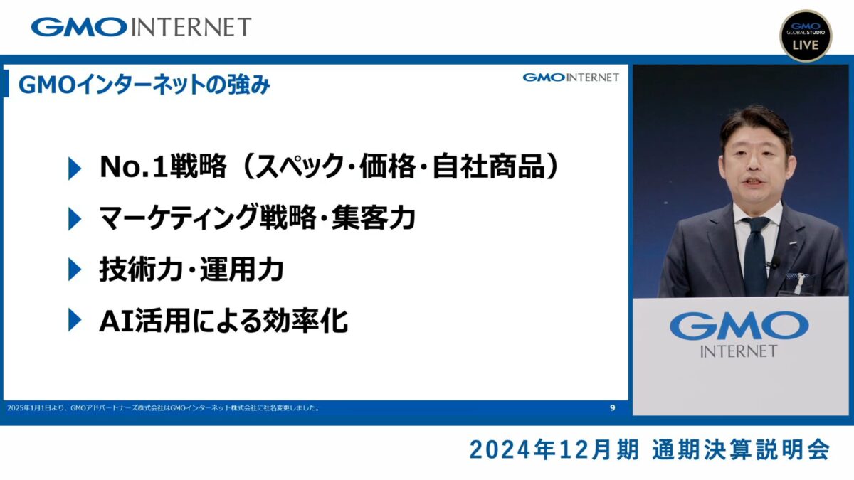 GMOグローバルスタジオで開催した「2024年12月期 通期決算説明会」